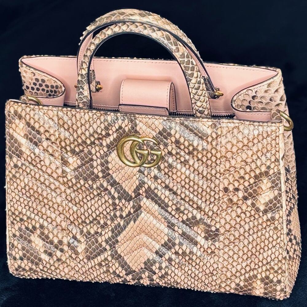 Gucci GG Marmot Python Handbag with COA